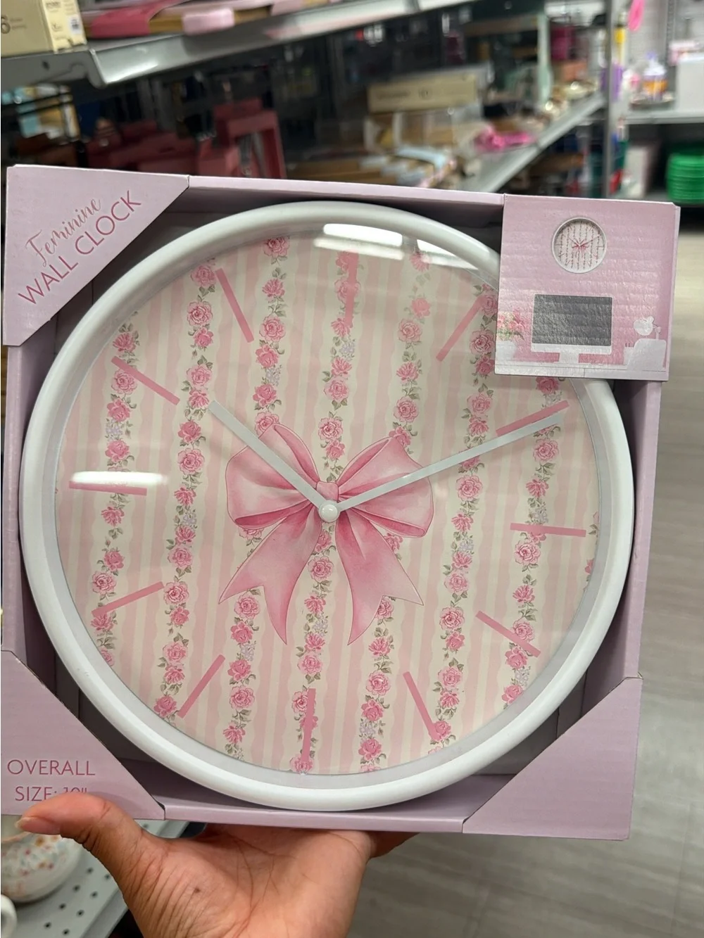 Pink Floral Ribbon Wall Clock - Feminine Home Wall Decor
